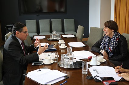 Mexican ambassador Jose Gerardo Trasloheros meets with Professor Jenny Dixon